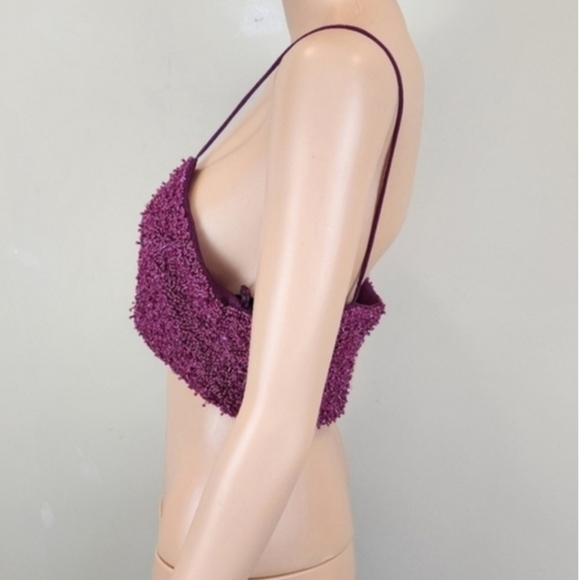 Zara Spaghetti Straps Beaded Cropped Top - Picture 3 of 9